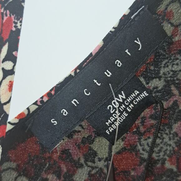 Sanctuary Dress 20W Floral Chiffon Halter Neck Long Sleeve Cutout Midi Red‎ NWT - Picture 5 of 14